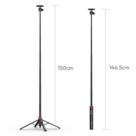 Ulanzi MT-44B (S056) - mini statyw, selfie stick z gwintem 1/4 - wymiary
